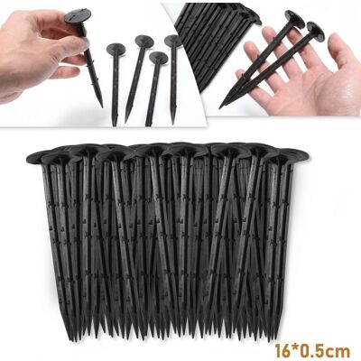 Daromigo Piquets de fixation sol en plastique lot de 600 clous jardin tente fixation terre 16 cm x 0.5 cm noir ARCEAU Noir - Publicité Daromigo Piquets de fixation sol en plastique lot de 600 clous jardin tente fixation terre 16 cm x 0.5 cm noir ARCEAU Noir - Publicité