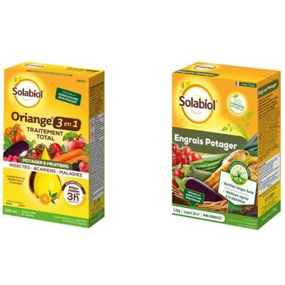 SOLABIOL SOPOTYTOT100 - Engrais Potager + Traitement Oriange 3 en 1 - Insectes Acariens Maladies - SOPOTY15 + SOTOTPOT100 - Publicité SOLABIOL SOPOTYTOT100 - Engrais Potager + Traitement Oriange 3 en 1 - Insectes Acariens Maladies - SOPOTY15 + SOTOTPOT100 - Publicité