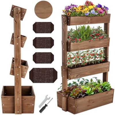 Jardinière verticale - TECTAKE - Bac potager FLORE 4 étages résistant aux intempéries en bois de sapin 85 x 45 x 140 cm com - Marron Marron - Publicité Jardinière verticale - TECTAKE - Bac potager FLORE 4 étages résistant aux intempéries en bois de sapin 85 x 45 x 140 cm com - Marron Marron - Publicité