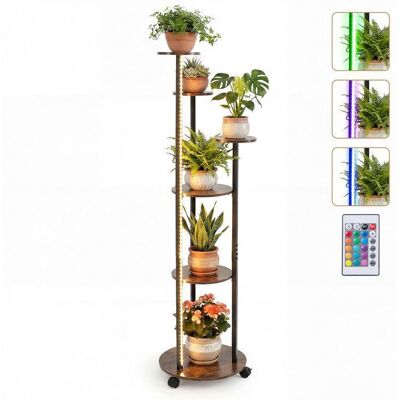 Porte-Plante à 6 Niveaux COSTWAY Lumières LED Réglable Roulettes Verrouillables Télécommande Support pour Plantes Intérieur Marron Marron - Publicité Porte-Plante à 6 Niveaux COSTWAY Lumières LED Réglable Roulettes Verrouillables Télécommande Support pour Plantes Intérieur Marron Marron - Publicité