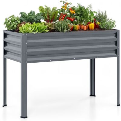 Jardinière Surélevée en Métal 142 L COSTWAY Trous de Drainage Carré Potager sur Pieds 112 x 55 x 81 cm pour Légumes Fleurs Gris - Publicité Jardinière Surélevée en Métal 142 L COSTWAY Trous de Drainage Carré Potager sur Pieds 112 x 55 x 81 cm pour Légumes Fleurs Gris - Publicité