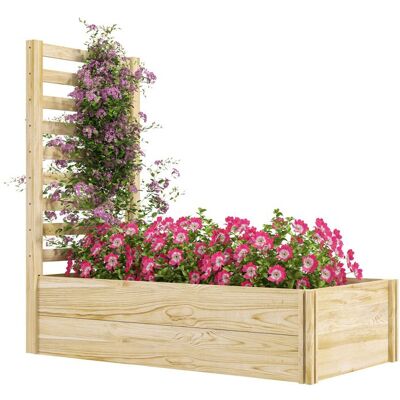 Jardinière - Outsunny - avec treillis - conception sans fond - en bois - 115 x 60 x 110 cm - effet bois naturel Beige - Publicité Jardinière - Outsunny - avec treillis - conception sans fond - en bois - 115 x 60 x 110 cm - effet bois naturel Beige - Publicité
