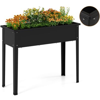 COSTWAY Jardinière Surélevée 100 x 40 x 80 cm Trous de Drainage pour Légumes Fruits Fleurs Herbes Jardinière sur Pieds en Métal Noir - Publicité COSTWAY Jardinière Surélevée 100 x 40 x 80 cm Trous de Drainage pour Légumes Fruits Fleurs Herbes Jardinière sur Pieds en Métal Noir - Publicité