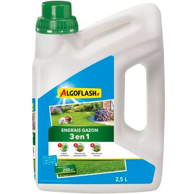Engrais gazon - Gazon liquide 3 en 1 - Concentré - Jusquà 250 m² - 2 5 L - ALGOFLASH - Publicité Engrais gazon - Gazon liquide 3 en 1 - Concentré - Jusquà 250 m² - 2 5 L - ALGOFLASH - Publicité