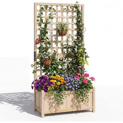 Jardinière avec Treillis en Bois COSTWAY Trous de Drainage Fond Amovible Jardinière Brise-Vue pour Plantes Grimpantes Naturel Marron - Publicité Jardinière avec Treillis en Bois COSTWAY Trous de Drainage Fond Amovible Jardinière Brise-Vue pour Plantes Grimpantes Naturel Marron - Publicité