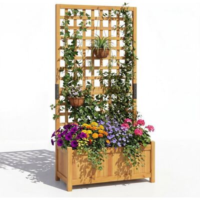 Jardinière avec Treillis en Bois COSTWAY Trous de Drainage Fond Amovible Jardinière Brise-Vue pour Plantes Grimpantes Orange Orange - Publicité Jardinière avec Treillis en Bois COSTWAY Trous de Drainage Fond Amovible Jardinière Brise-Vue pour Plantes Grimpantes Orange Orange - Publicité