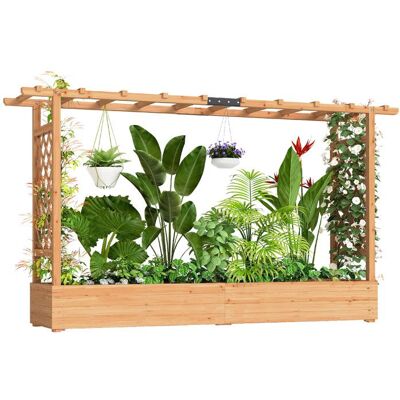 Jardinière surélevée - Outsunny - avec treillis latéral et supérieur trous de drainage - pour plantes grimpantes - bois naturel Beige - Publicité Jardinière surélevée - Outsunny - avec treillis latéral et supérieur trous de drainage - pour plantes grimpantes - bois naturel Beige - Publicité