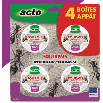 Boites gel appâts fourmis - ACTO - 15/20 m² - Lot de 4 - Publicité Boites gel appâts fourmis - ACTO - 15/20 m² - Lot de 4 - Publicité