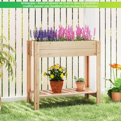 COSTWAY Jardinière Surélevée sur Pieds Bois de Sapin Étagère de Rangement Drainage Bac à Fleurs Surélevé Intérieur Extérieur Beige - Publicité COSTWAY Jardinière Surélevée sur Pieds Bois de Sapin Étagère de Rangement Drainage Bac à Fleurs Surélevé Intérieur Extérieur Beige - Publicité
