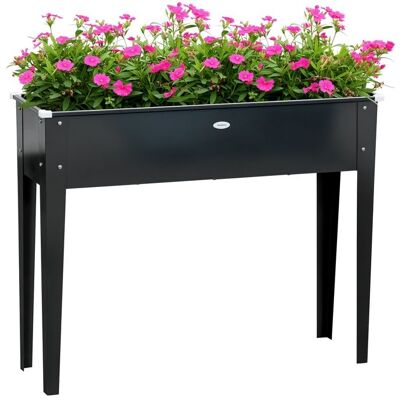 Outsunny - Jardinière sur pieds - Acier galvanisé - 100x30x80cm - Noir Noir - Publicité Outsunny - Jardinière sur pieds - Acier galvanisé - 100x30x80cm - Noir Noir - Publicité
