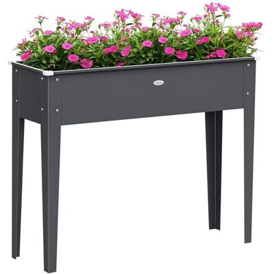 Jardinière sur pieds Outsunny Acier galvanisé 100x30x80cm Gris Gris - Publicité Jardinière sur pieds Outsunny Acier galvanisé 100x30x80cm Gris Gris - Publicité