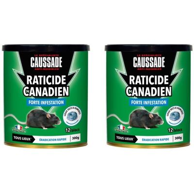 CAUSSADE Raticide Canadien - Anti Rats - Efficacité Radicale - Tous Lieux - 24 Appâts Blocs Pâtes Flocoumafen - 2X300g CARPT300X2 Noir - Publicité CAUSSADE Raticide Canadien - Anti Rats - Efficacité Radicale - Tous Lieux - 24 Appâts Blocs Pâtes Flocoumafen - 2X300g CARPT300X2 Noir - Publicité