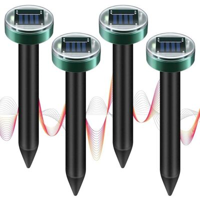 KZQ Lot de 4 répulsifs solaires anti-taupes piquets soniques pour pelouse jardin ferme extérieurrépulsif ultrasonique pour - Publicité KZQ Lot de 4 répulsifs solaires anti-taupes piquets soniques pour pelouse jardin ferme extérieurrépulsif ultrasonique pour - Publicité