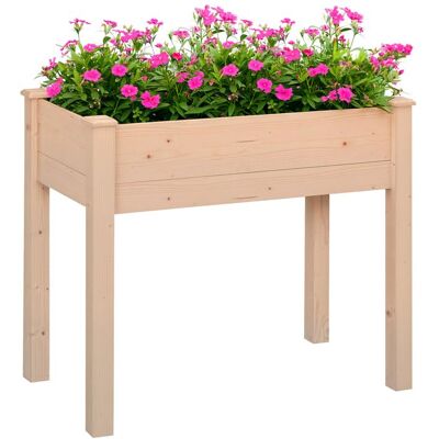 Jardinière surélevée - Outsunny - en Bois - Trous de Drainage Tissu non tissé - pour Plantes Fleurs Légumes - effet bois naturel Beige - Publicité Jardinière surélevée - Outsunny - en Bois - Trous de Drainage Tissu non tissé - pour Plantes Fleurs Légumes - effet bois naturel Beige - Publicité