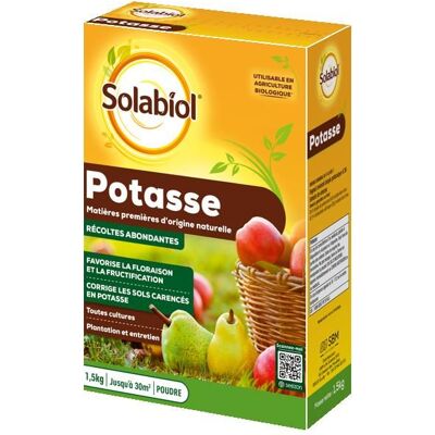 SOLABIOL Engrais Potasse - 1 5Kg - Jusquà 30m² - Améliore La Fructification - Facile A Épandre - Pour Toutes Les Cultures - Publicité SOLABIOL Engrais Potasse - 1 5Kg - Jusquà 30m² - Améliore La Fructification - Facile A Épandre - Pour Toutes Les Cultures - Publicité