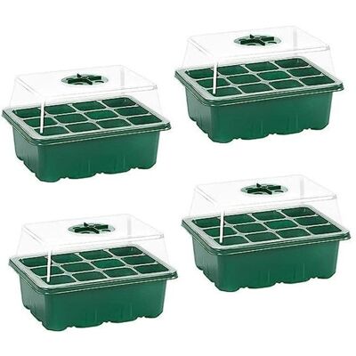 GIGICIAL Ensemble de 4 propagateurs de jardin kits de plateaux à graines avec 12 cellules plateau de démarrage de graines avec dôme et - Publicité GIGICIAL Ensemble de 4 propagateurs de jardin kits de plateaux à graines avec 12 cellules plateau de démarrage de graines avec dôme et - Publicité