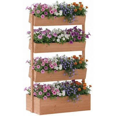 Jardinière surélevée - Outsunny - 4 étages trous de drainage et doublure pour herbes fleurs légumes - bois - 85x45x140cm - marron Marron - Publicité Jardinière surélevée - Outsunny - 4 étages trous de drainage et doublure pour herbes fleurs légumes - bois - 85x45x140cm - marron Marron - Publicité