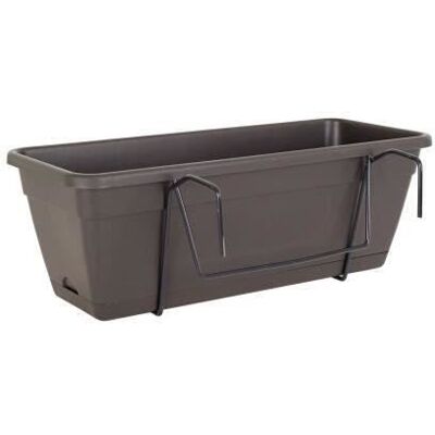 Jardinière balcon avec réserve deau VENEZIA - Plastique - Gris anthracite - Rectangulaire - 49 x 19 5 x 16 6 cm - ARTEVASI Gris - Publicité Jardinière balcon avec réserve deau VENEZIA - Plastique - Gris anthracite - Rectangulaire - 49 x 19 5 x 16 6 cm - ARTEVASI Gris - Publicité