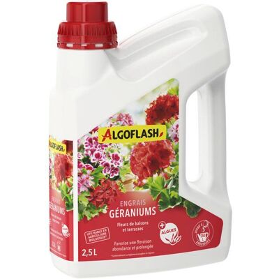 Engrais - ALGOFLASH - Géraniums fleurs balcon - 25 L - UAB - Publicité Engrais - ALGOFLASH - Géraniums fleurs balcon - 25 L - UAB - Publicité