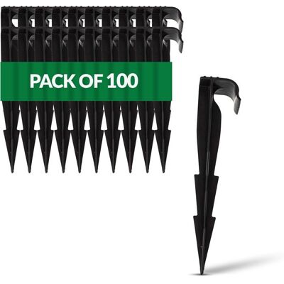 FNINIJEDE Lot de 100 Piquets de fixation tuyau irrigation 16mm ancrage sol résistant jardin potager Label - Publicité FNINIJEDE Lot de 100 Piquets de fixation tuyau irrigation 16mm ancrage sol résistant jardin potager Label - Publicité