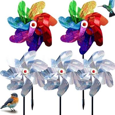 AUTREMENT Moulin à Vent 5 Pièces Anti Oiseaux Réfléchissant pour Répulsif Oiseaux Réfléchissant Effaroucheur Oiseaux Decoration pour Protége - Publicité AUTREMENT Moulin à Vent 5 Pièces Anti Oiseaux Réfléchissant pour Répulsif Oiseaux Réfléchissant Effaroucheur Oiseaux Decoration pour Protége - Publicité