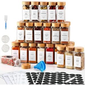 MOURSIIENY Lot de 24 Pot a Epices en Verre et Bois 120ml Bocaux Epices Verre Bambou Boite à Épices Cuisine Rangement Hermetiques - Publicité MOURSIIENY Lot de 24 Pot a Epices en Verre et Bois 120ml Bocaux Epices Verre Bambou Boite à Épices Cuisine Rangement Hermetiques - Publicité