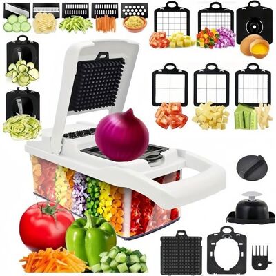 Coupe Legumes Multifonctions et Mandoline - 22 en 1 Trancheur ou Découpe Cube Fruits - Rapeuse Legume Fromage -Cuisine Accessoires Blanc - Publicité Coupe Legumes Multifonctions et Mandoline - 22 en 1 Trancheur ou Découpe Cube Fruits - Rapeuse Legume Fromage -Cuisine Accessoires Blanc - Publicité