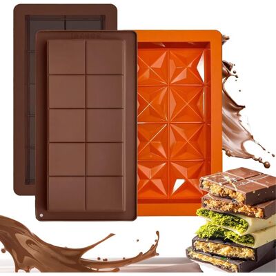 Lot de 3 Moule Tablette Chocolat - Épaisseur Moule Chocolat en silicone - Sans Bpa - Réutilisables -pour les chocolats et les - Publicité Lot de 3 Moule Tablette Chocolat - Épaisseur Moule Chocolat en silicone - Sans Bpa - Réutilisables -pour les chocolats et les - Publicité