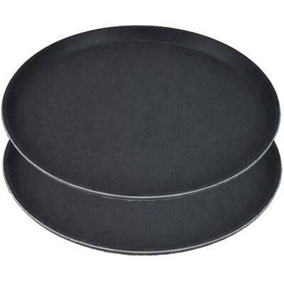 VISIODIRECT Lot de 2 plateaux de service rond avec surface antidérapante diamètre 45 cm professionel pour bar et restauration couleur noir Noir - Publicité VISIODIRECT Lot de 2 plateaux de service rond avec surface antidérapante diamètre 45 cm professionel pour bar et restauration couleur noir Noir - Publicité