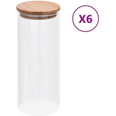 vidaXL 6x Bocaux en Verre avec Couvercle en Bambou - Bocaux de Rangement - Publicité vidaXL 6x Bocaux en Verre avec Couvercle en Bambou - Bocaux de Rangement - Publicité