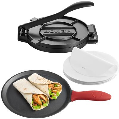 Presse à Tortillas en Fonte Résistant-VEVOR-Appareil à Chapati de 25 cm-Presse à Burrito avec Poignée-Tawa pour Tortilladoras - Publicité Presse à Tortillas en Fonte Résistant-VEVOR-Appareil à Chapati de 25 cm-Presse à Burrito avec Poignée-Tawa pour Tortilladoras - Publicité