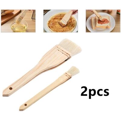 Pinceau Alimentaire - Cuisine - 2pcs - Bois Naturel - Résistant à la Chaleur - Poils Naturels - Publicité Pinceau Alimentaire - Cuisine - 2pcs - Bois Naturel - Résistant à la Chaleur - Poils Naturels - Publicité