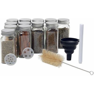 ROSENSTEIN & SÖHNE 12 bocaux à épices carrés 120 ml avec étiquettes et saupoudreurs - Publicité ROSENSTEIN & SÖHNE 12 bocaux à épices carrés 120 ml avec étiquettes et saupoudreurs - Publicité