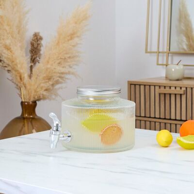 HOME DECO FACTRY Distributeur de Boisson - HOME DECO FACTORY - Design Strié - 2L - Transparent - Publicité HOME DECO FACTRY Distributeur de Boisson - HOME DECO FACTORY - Design Strié - 2L - Transparent - Publicité