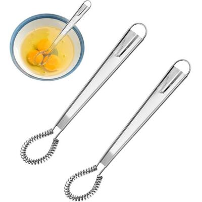 KULOREVQ 2 Pcs Fouet MagiquePetit Mini fouet CuisineCuillere Magique en Fouets Inox de Cuisine Batteur Manuel (Argenté) - Publicité KULOREVQ 2 Pcs Fouet MagiquePetit Mini fouet CuisineCuillere Magique en Fouets Inox de Cuisine Batteur Manuel (Argenté) - Publicité