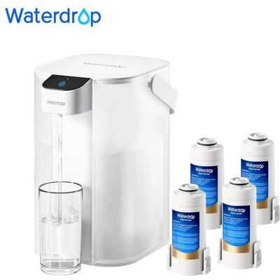 Waterdrop Pichet de filtre à eau électrique distributeur deau rechargeable système de comptoir instantané de 15 tasses(4) Blanc - Publicité Waterdrop Pichet de filtre à eau électrique distributeur deau rechargeable système de comptoir instantané de 15 tasses(4) Blanc - Publicité