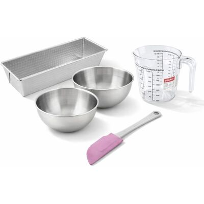 Set de 5 ustensiles de pâtisserie moule à gâteaux bols spatule et verre doseur Zenker Silver Gris - Publicité Set de 5 ustensiles de pâtisserie moule à gâteaux bols spatule et verre doseur Zenker Silver Gris - Publicité