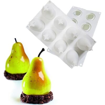 3D Silicone fruits forme gâteau moule pour fruits pomme citron poire cerise Mousse 3D moule de cuisson chocolat - Type 8 holes pear - Publicité 3D Silicone fruits forme gâteau moule pour fruits pomme citron poire cerise Mousse 3D moule de cuisson chocolat - Type 8 holes pear - Publicité