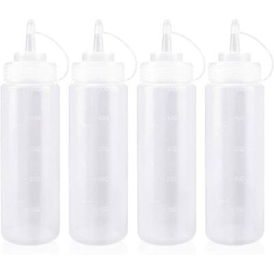 UNBRAND Lot 4 flacons sauce cuisine 500 ml bouteilles plastique pour condiments ketchup moutarde mayo huile d’olive clair 16 oz - Publicité UNBRAND Lot 4 flacons sauce cuisine 500 ml bouteilles plastique pour condiments ketchup moutarde mayo huile d’olive clair 16 oz - Publicité