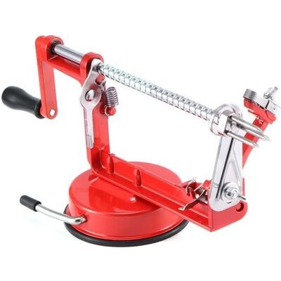 ONEVER 3 en 1 - Eplucheur de pommes & Vide-pomme Machine pour éplucher évider et couper les pommes Design en rouge - Publicité ONEVER 3 en 1 - Eplucheur de pommes & Vide-pomme Machine pour éplucher évider et couper les pommes Design en rouge - Publicité