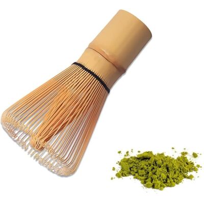 Fouet Matcha Mainuel en Bambou Naturel - Fouet Matcha Chasen Traditionnel - 100 bâtons Matcha - pour la cérémonie du thé la Jaune - Publicité Fouet Matcha Mainuel en Bambou Naturel - Fouet Matcha Chasen Traditionnel - 100 bâtons Matcha - pour la cérémonie du thé la Jaune - Publicité