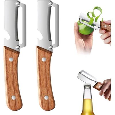 OTBACT Lot de 2 Éplucheurs à Légumes Multifonction Acier Inoxydable Manches en BoisOutil Cuisine à Double Usage pour Fruits et Légumes Marron - Publicité OTBACT Lot de 2 Éplucheurs à Légumes Multifonction Acier Inoxydable Manches en BoisOutil Cuisine à Double Usage pour Fruits et Légumes Marron - Publicité
