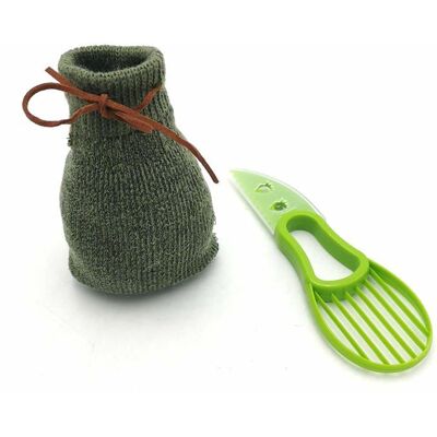 FACILITYS Coupe / trancheur avocat avec sac chaussette Vert - Publicité FACILITYS Coupe / trancheur avocat avec sac chaussette Vert - Publicité
