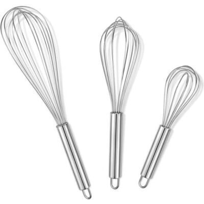 Fouet de Cuisine - Professionnel - Acier Inoxydable - Lot de 3 - 20cm/25cm/31cm - Compatible Lave-Vaisselle Blanc - Publicité Fouet de Cuisine - Professionnel - Acier Inoxydable - Lot de 3 - 20cm/25cm/31cm - Compatible Lave-Vaisselle Blanc - Publicité