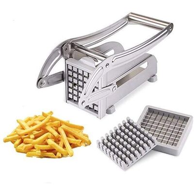 Herzberg Coupe-frites en acier inoxydable HG04166 - lames tranchantes coupe rapide Gris - Publicité Herzberg Coupe-frites en acier inoxydable HG04166 - lames tranchantes coupe rapide Gris - Publicité