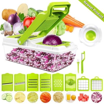 VINSIC Mandoline Cuisine Multifonction Couper les Legumes 11 en 1 Trancheur de Légumes Hachoir de Graterie de Cuisine Multifonction Vert - Publicité VINSIC Mandoline Cuisine Multifonction Couper les Legumes 11 en 1 Trancheur de Légumes Hachoir de Graterie de Cuisine Multifonction Vert - Publicité