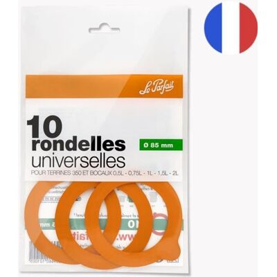 Le Parfait Sachet de 10 Rondelles Universelles pour Bocal diamètre 85 mm Rondelles Caoutchouc Vendu par Sachet de 10 Joints Orange - Publicité Le Parfait Sachet de 10 Rondelles Universelles pour Bocal diamètre 85 mm Rondelles Caoutchouc Vendu par Sachet de 10 Joints Orange - Publicité