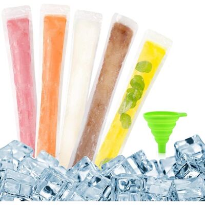Lot de 100 Moule à Glace Moule Sacs Popsicle Sans Bpa Sachet Glace à lEau avec Un Entonnoir Circulaire Inclus - Publicité Lot de 100 Moule à Glace Moule Sacs Popsicle Sans Bpa Sachet Glace à lEau avec Un Entonnoir Circulaire Inclus - Publicité