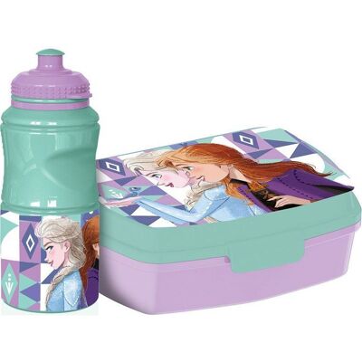 Set bouteille et boîte à sandwich - Disney - Frozen - 380 ml - Plastique recyclable - Antidérapant Bleu - Publicité Set bouteille et boîte à sandwich - Disney - Frozen - 380 ml - Plastique recyclable - Antidérapant Bleu - Publicité
