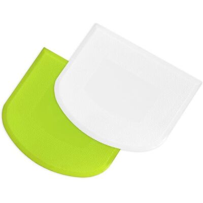 TOMASORTEL Ensemble de 2 raclettes à pâte en plastique outil de lissage de gâteau raclette à pizza blanche et verte. Publicité TOMASORTEL Ensemble de 2 raclettes à pâte en plastique outil de lissage de gâteau raclette à pizza blanche et verte. Publicité